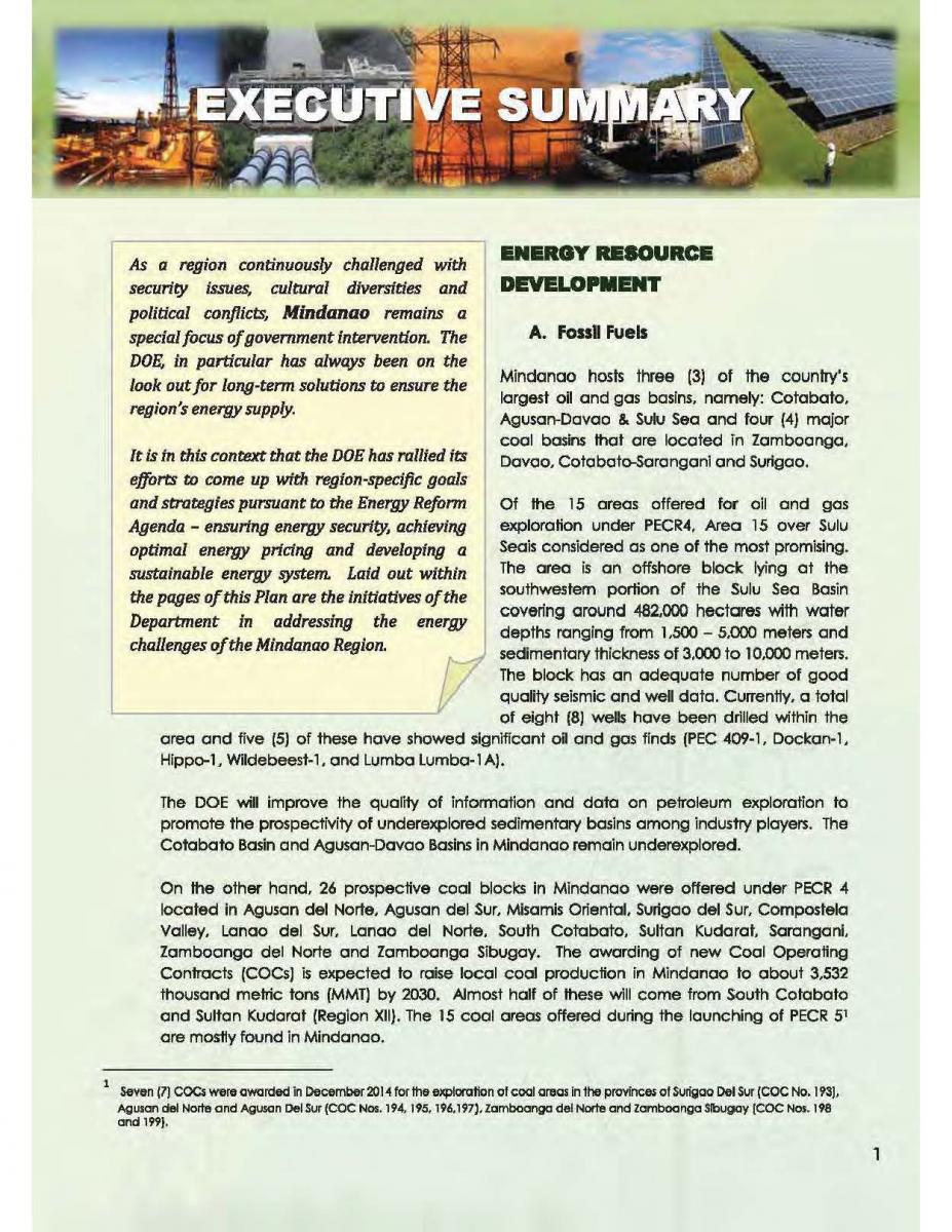 Image file of the Mindanao Energy Plan page 1