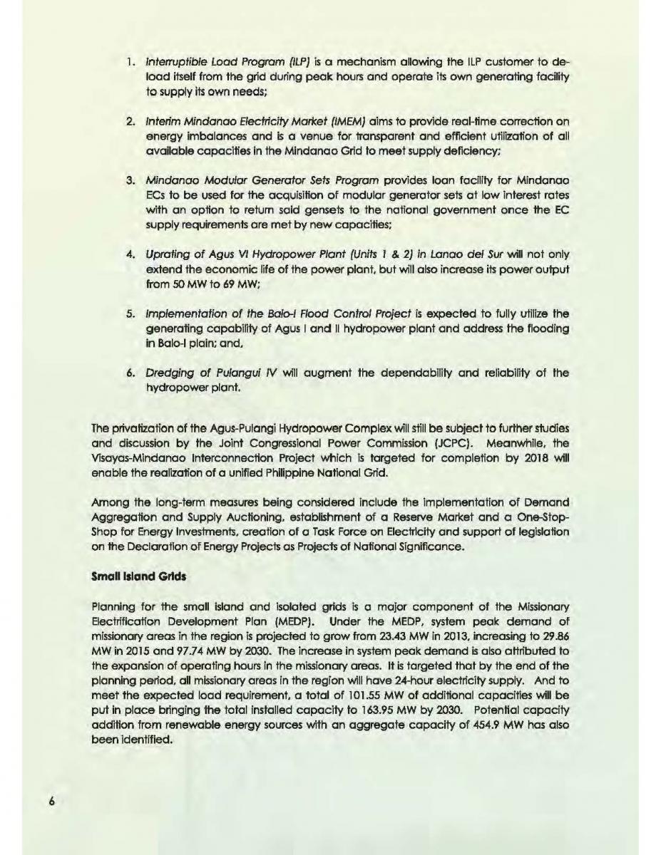 Image file of the Mindanao Energy Plan page 6